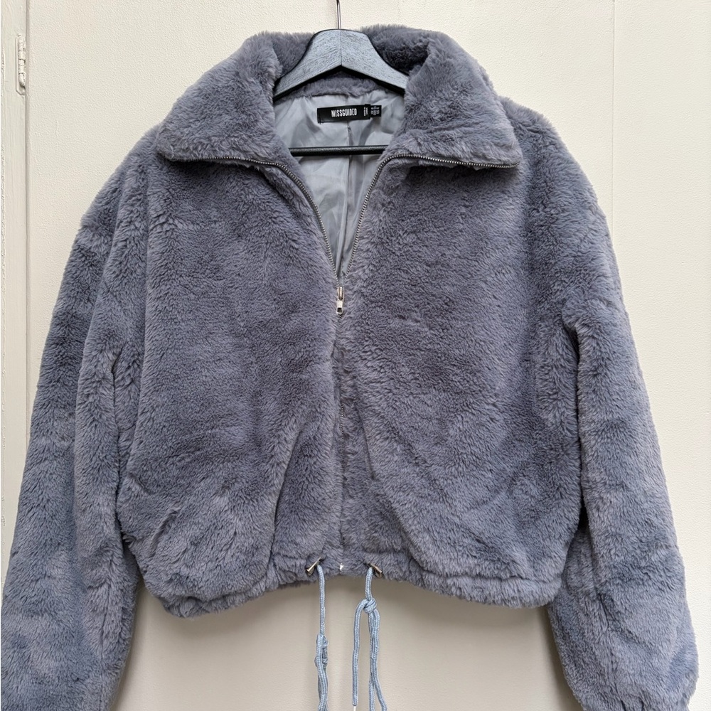 Missguided + Soft Gray Teddy Jacket